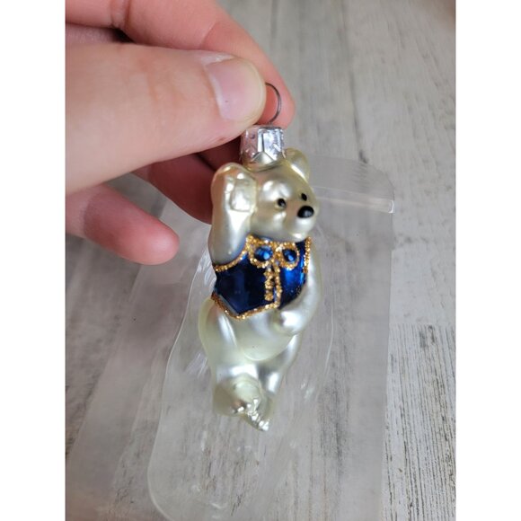 Hallmark little teddy bear blown glass ornament Xmas vintage - Picture 2 of 6